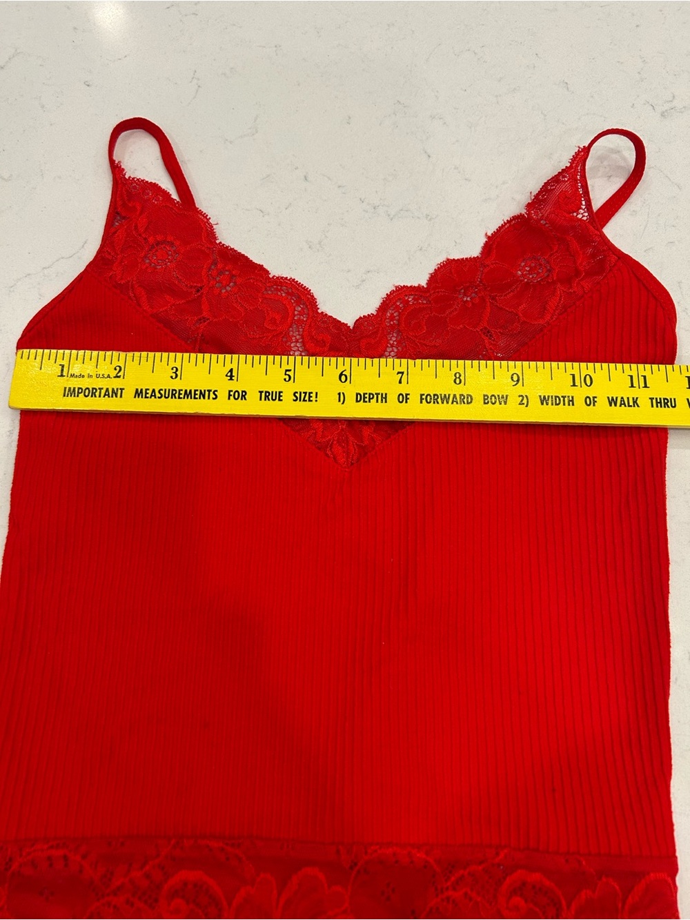 Active Basic Red Ribbed Lace-Trim Cami - Picture 3 of 6